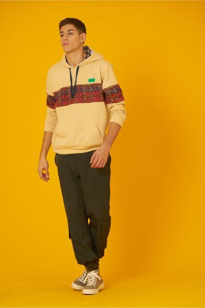 Nani Collection Kavun Içi Rengi, Koyu Renkli Çizgili Desenli Oversize Unisex Sweatshirt