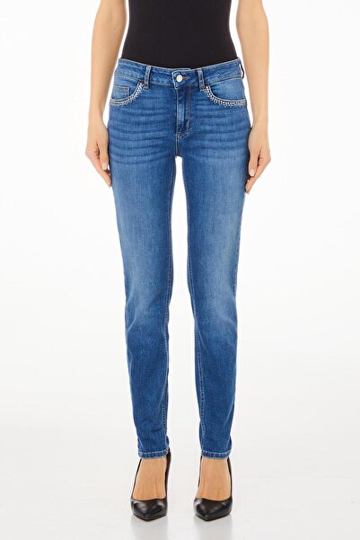 liu.jo Дамски дънков панталон с камъни - UF4013D4448-78801