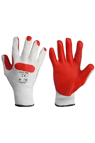 Lahti Pro COTTON-POLYESTER GLOVE WITH POROUS LATEX - (10)