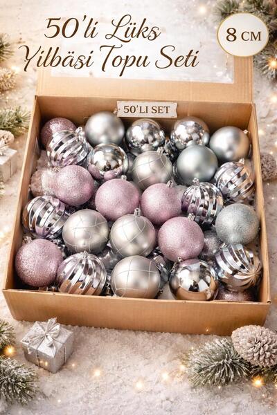 PARTİ SEPETİ Новорічна ялинка Розкішні кульки 8 см 50 штук