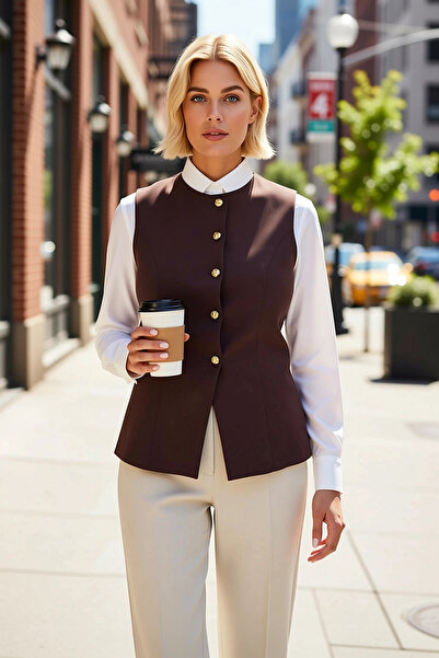 BENERLY Women's Plus Size Crew Neck Sleeveless Woven Vest Plain Pattern Fitte...