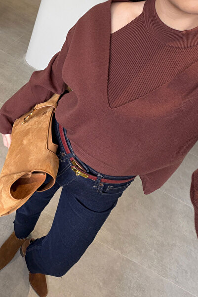 MAGARDE Set de tricotaje premium cu decolteu în V dublu, maro - MARO