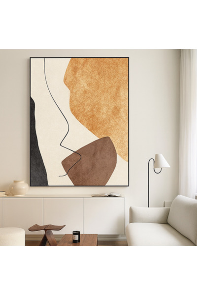 lawhat لوحة تجريدية راقية بتصميم حديث يجمع بين تدرجات البني، الذهبي الفاتح، و...