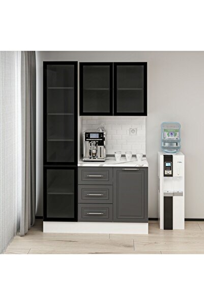 Alvinka Kahve Köşesi 135Cm Mbr_C Beyaz Antrasit Füme Cam