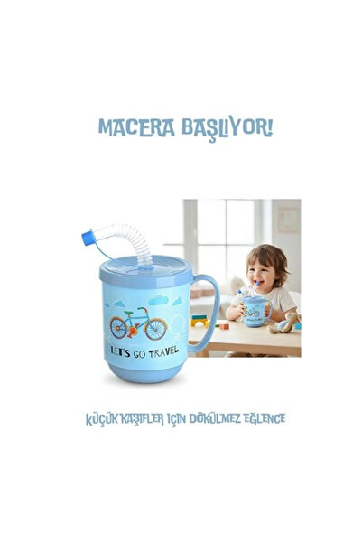 shopwave Premium Pipetli Çocuk Bardağı 350 ml -Alıştırma Bardağı ve Suluk