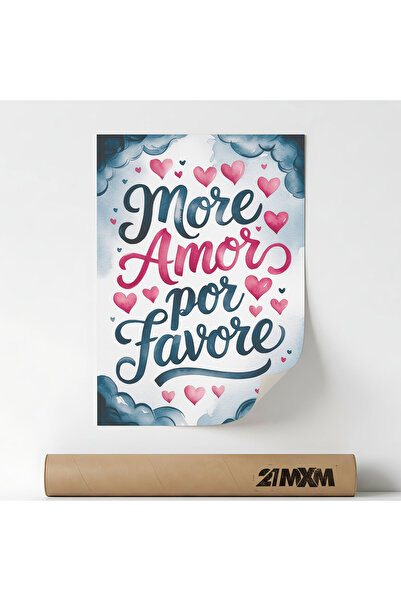 21mxm Poster 'More Amor por Favore' On Canvas - Minimalist Design, 30 x 40 cm...