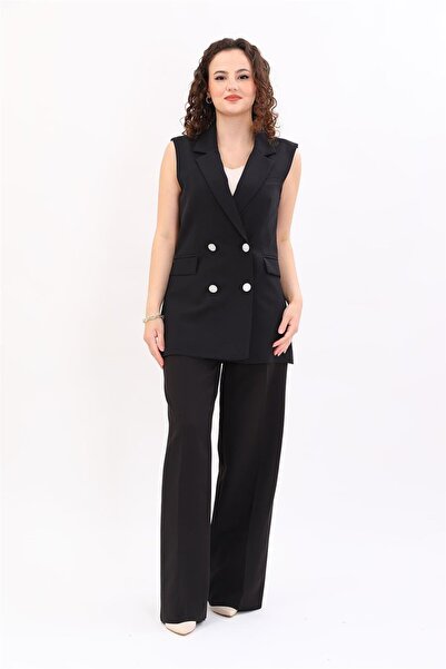 ÖNDER ÖZSOY Men's Collar Double-Breasted Vest & Classic Palazzo Pants Women's...