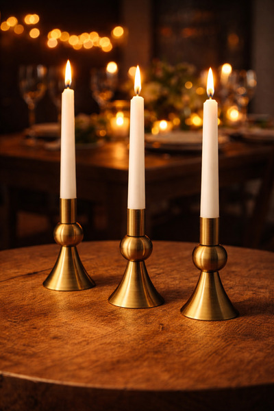 EvLight 3’Lü Mini Eskitme Şamdan Mumluk