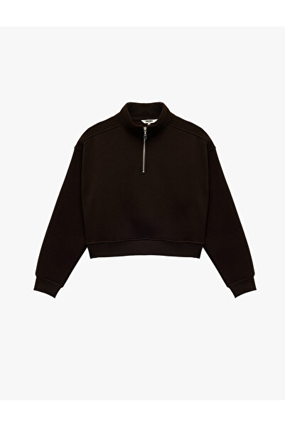 Koton Guler polo cu mânecă lungă și fermoar supradimensionat Sport Swea tricou