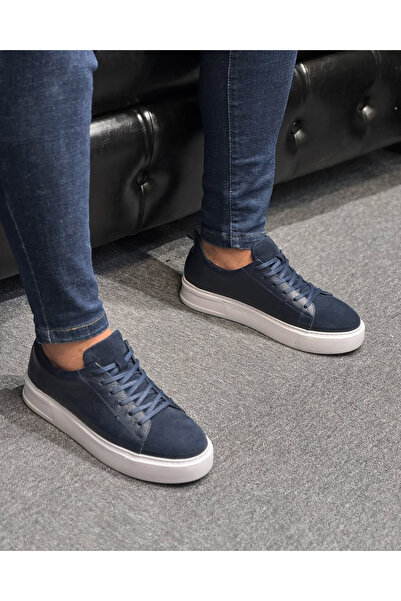 Avni Ceylan Thick-Soled Nubuck Leather Detailed Men's Sneaker Shoes