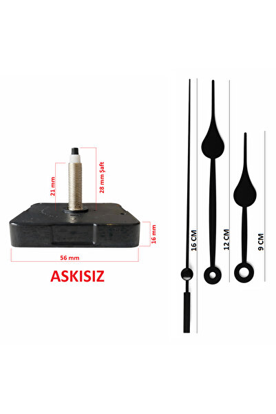 EXİZ TİCARET Askısız 28 mm Şaft Akar Sessiz Duvar Saati Mekanizması -Metal ak...