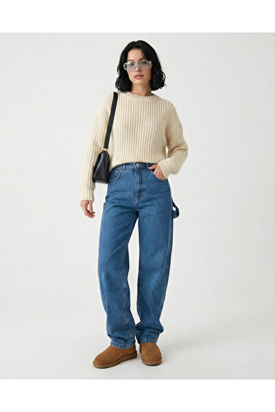 Vovikon Blue Baggy Jeans with Belt and Epaulet Buckle