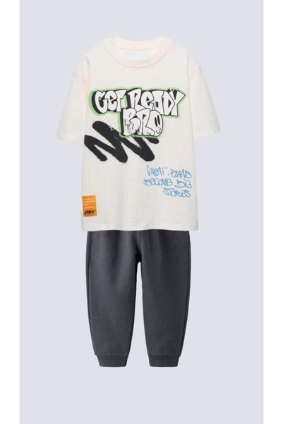 LUCCO Get Ready Bro Yazı Printed Tracksuit Set