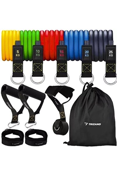 Trizand Fitness Resistance Bands Set, 5–75 kg, with Handles and Accessories, ...