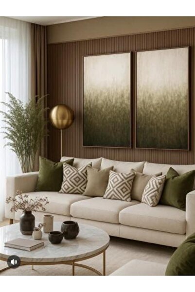 lawhat Two paintings with a modern abstract design that combines shades of be...