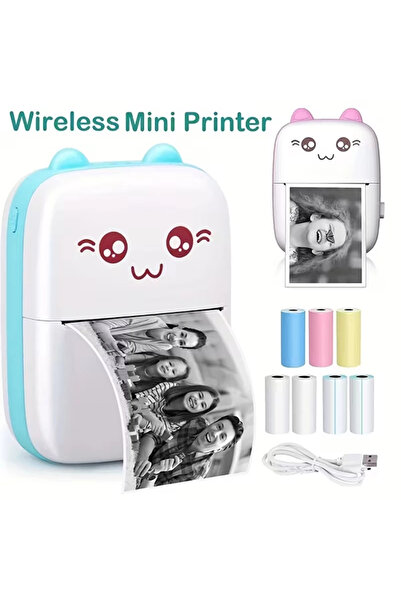 Yenimiyeni Mini Yazıcı Mini Taşınabilir Termal Yazıcı Kablosuz Bağlantı Uygul...