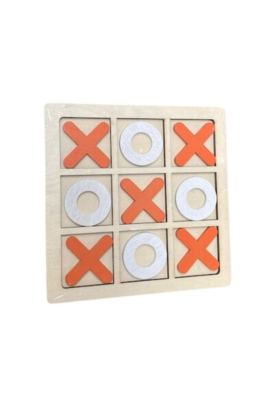 GNR Market Joc Tic Tac Toe pentru copii, din lemn, 14 cm, X și 0 colorate