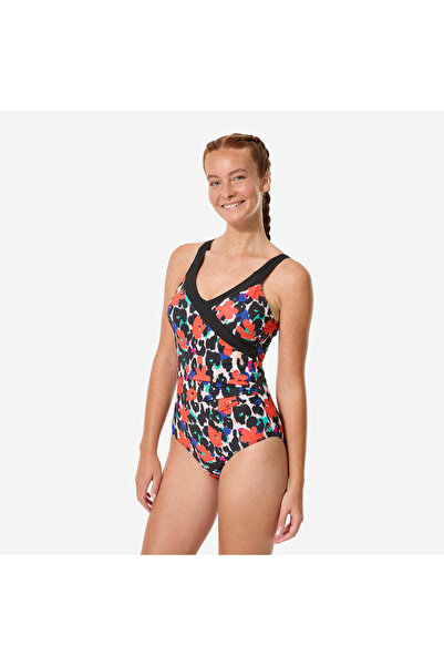 Decathlon Women's U-Cut Back Detailed Swimsuit - Floral Pattern - Claris