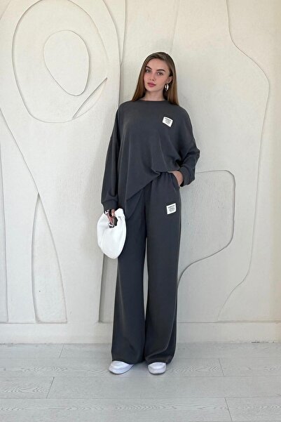 Elbee Fashion Woman Smoked Classic Corded Fabric Sweater and Pants Set