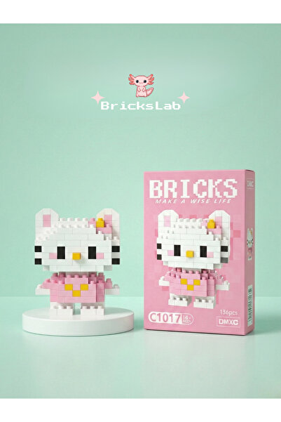 Bricks Mini Sanrio Hello Kitty Yapboz 3D Puzzle Mini Figür – Pembe
