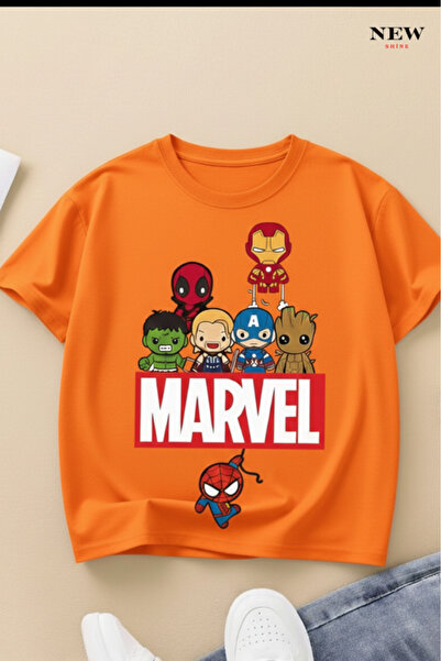New Shine تي شيرت مارفل مطبوع للأطفال من الجنسين