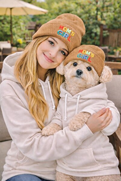Lokums Mom and Dog Beanie 2-Piece Set - with Mom's Girl Label - Owner & Dog M...