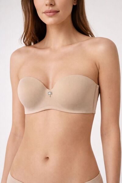 SCM LINGERIE KADIN Ten Rengi Toparlayıcı Balenli Dolgusuz Straplez Sütyen