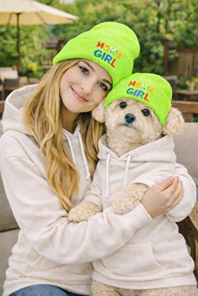 Lokums Mom and Dog Beanie 2-Piece Set - with Mom's Girl Label - Owner & Dog M...