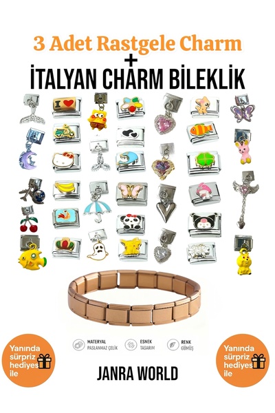 JANRA WORLD 3 قطع من السحر العشوائي + مجموعة أساور السحر الإيطالية |   مع هدي...