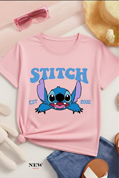 New Shine تي شيرت مطبوع عليه ستيتش للأطفال من الجنسين