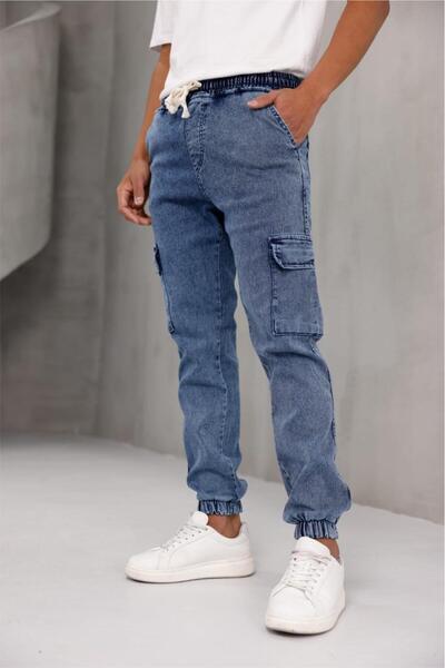 since 1990 man Mandasser Slim Fit Stretch Fabric Denim Cargo Pants with Elast...