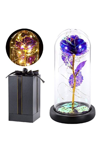 BEAUTY AMBITION Purple Blue 24k Colorful Galaxy Crystal Rose Gift Artificial ...