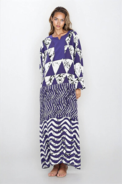 Trend Alaçatı Stili فستان نسائي أرجواني بأكمام مطاطية وجيب مزدوج مقاس كبير Vs...