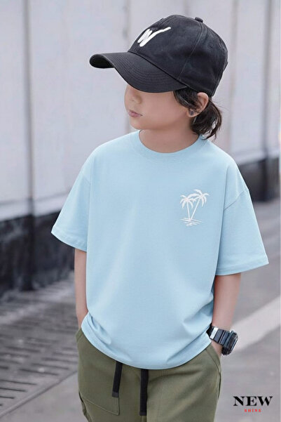 New Shine TRICOU UNISEX PENTRU COPII CU IMPRIMEU PALMIER