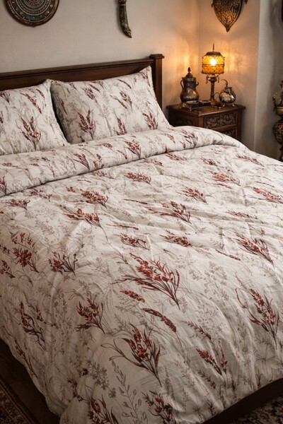 Cottonest طقم غطاء لحاف قطني مزدوج بنمط زهور