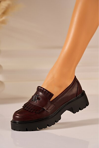 Joana Бордови мокасини от еко кожа, модерни, размер 41