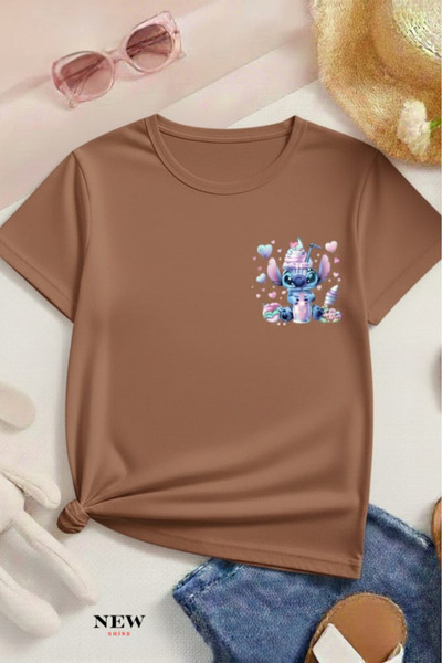 New Shine Бродирана печатна унисекс детска тениска