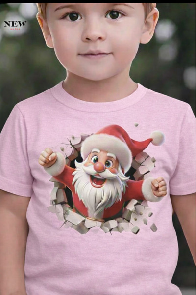 New Shine تي شيرت للأطفال مطبوع عليه سانتا كلوز للجنسين