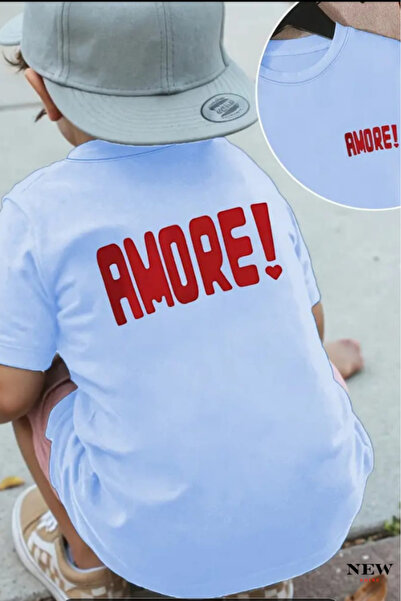 New Shine تي شيرت للأطفال مطبوع عليه AMORE للجنسين