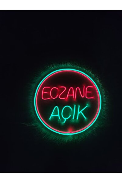 dekoraven Eczane İçin Neon "Açık" Yazılı Tabela Ledli Cam Vitrin Aydınlatması