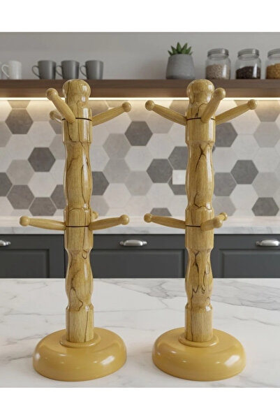 ea elizi ahşap 6'lı Ahşap Gövdeli Fincan Askılığı & Kupa Standı 2 adet | Deko...