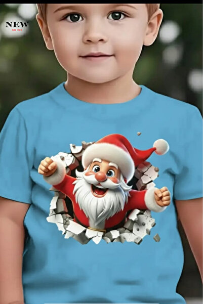 New Shine تي شيرت للأطفال مطبوع عليه سانتا كلوز للجنسين