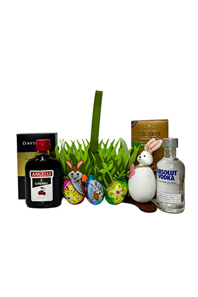 velve Easter basket, rabbit decoration, selection of sweets, Angelli, coffee,...