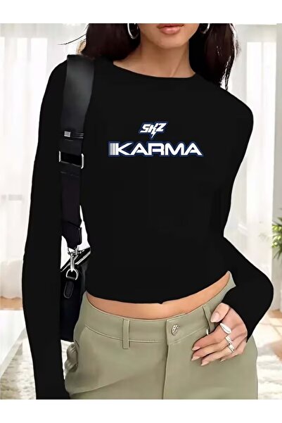 Touz Moda Long Sleeve Mixed Print Blouse Crop