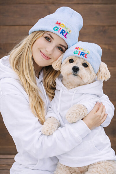 Lokums Mom and Dog Beanie 2-Piece Set - with Mom's Girl Label - Owner & Dog M...