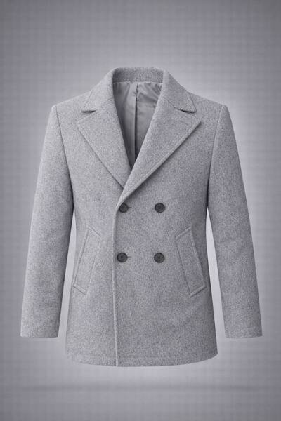 LUMAST Slim Fit Winter Double-Breasted Medium Length Cashmere Coat