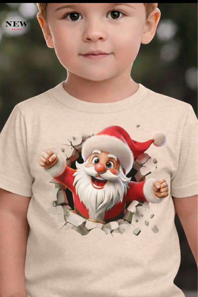 New Shine تي شيرت للأطفال مطبوع عليه سانتا كلوز للجنسين