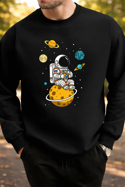 Pink Sky Unisex Oversized Cotton Printed Sweatshirt1 Astronaut