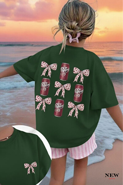 New Shine تي شيرت أطفال للجنسين مطبوع عليه فيونكة وردية