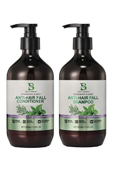 BEAUTY AMBITION مجموعة شامبو وبلسم إكليل الجبل والنعناع لمكافحة تساقط الشعر و...